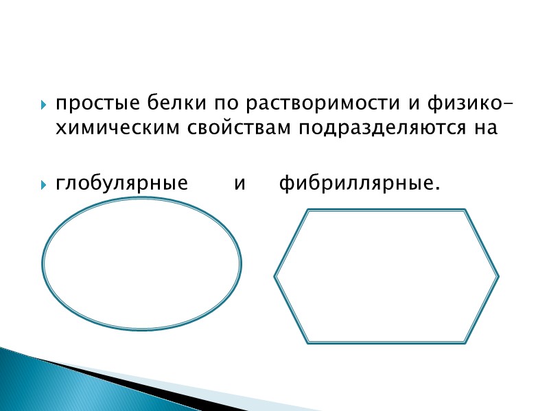 простые белки по растворимости и физико-химическим свойствам подразделяются на   глобулярные  